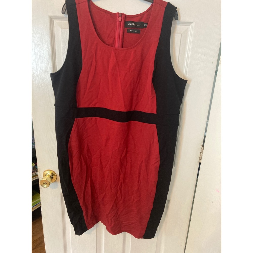 Studio by Torrid Red Black Color Block Sheath Dress Plus Size 22 SleevelessScoop